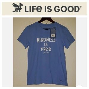 💵NWT Life is Good Kindness is Free Crusher Blue T-Shirt Size Medium